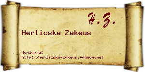 Herlicska Zakeus névjegykártya